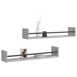 Berkfield Home Wall Shelves with Bars 2 pcs Grey Sonoma 80x16x14 cm - Size: 80 x 16 x 14 cm - thumbnail 3