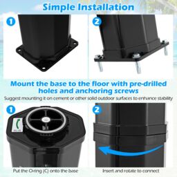 Gymax 60L 227CM Solar Heated Outdoor Shower With Foot Shower Tap Shower Head in Black - thumbnail 7