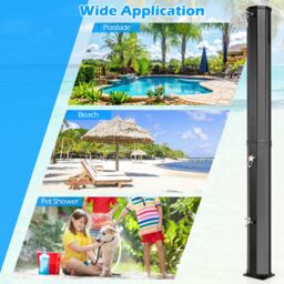Gymax 60L 227CM Solar Heated Outdoor Shower With Foot Shower Tap Shower Head in Black - thumbnail 5