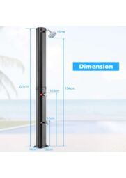 Gymax 60L 227CM Solar Heated Outdoor Shower With Foot Shower Tap Shower Head in Black - thumbnail 3