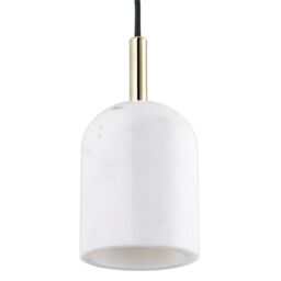 Happy Homewares White Marble Pendant Lamp Fitting in Scandinavian Design with Black Fabric Cable - thumbnail 2