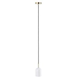 Happy Homewares White Marble Pendant Lamp Fitting in Scandinavian Design with Black Fabric Cable - thumbnail 1