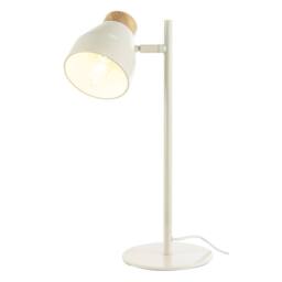 Happy Homewares Muted Dove Grey Scandinavian Designed Table Desk Lamp with Wooden Trim in Light Grey - thumbnail 2