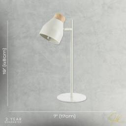 Happy Homewares Muted Dove Grey Scandinavian Designed Table Desk Lamp with Wooden Trim in Light Grey - thumbnail 7