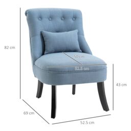 HOMCOM Fabric Single Sofa Dining Chair Upholstered W/ Pillow Solid Wood Leg Living Room in Light Blue - thumbnail 3