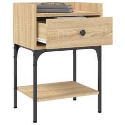 Berkfield Home Elegant Bedside Table Sonoma Oak 40.5x31x60 cm Engineered Wood in Light Tan - thumbnail 4