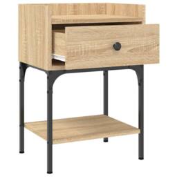 Berkfield Home Elegant Bedside Table Sonoma Oak 40.5x31x60 cm Engineered Wood in Light Tan - thumbnail 6