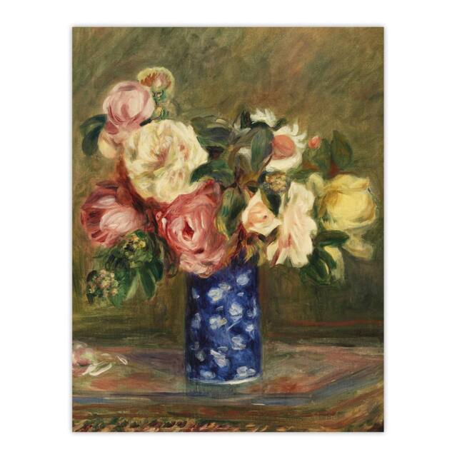 "Artery8 Bouquet of Roses Renoir Vintage Wall Art Print Poster in Brown - Size: W24"" x H32""" - image 1