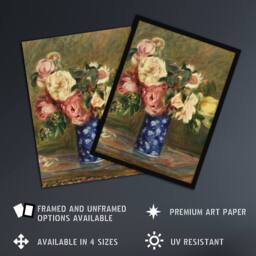 "Artery8 Bouquet of Roses Renoir Vintage Wall Art Print Poster in Brown - Size: W24"" x H32""" - thumbnail 2