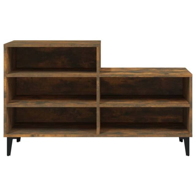Berkfield Home Shoe Cabinet Smoked Oak 102x36x60 cm Engineered Wood in Brown - Size: 102 x 36 x 60 cm - image 1