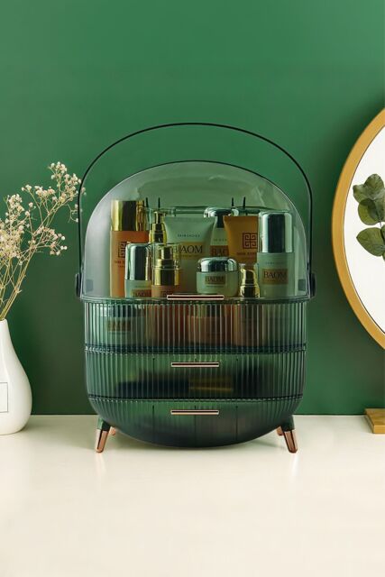 Groundlevel Luxury Makeup Storage Organiser in Green - image 1