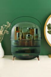 Groundlevel Luxury Makeup Storage Organiser in Green - thumbnail 1