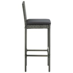Berkfield Home 5 Piece Garden Bar Set with Cushions Poly Rattan Grey - thumbnail 5