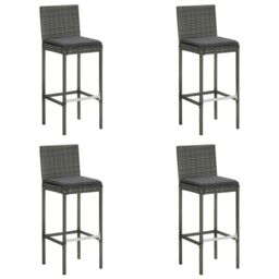 Berkfield Home 5 Piece Garden Bar Set with Cushions Poly Rattan Grey - thumbnail 2