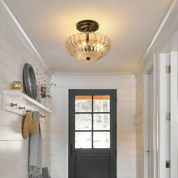 Pheashine Black Base Amber Glass Flush Ceiling Light, 3×E27, Bulbs Not Included - thumbnail 7