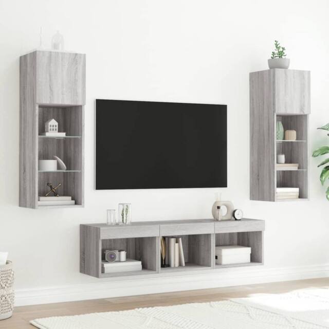 Berkfield Home Versatile 5 Piece TV Wall Units with LED Grey Sonoma Engineered Wood - image 1