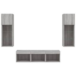 Berkfield Home Versatile 5 Piece TV Wall Units with LED Grey Sonoma Engineered Wood - thumbnail 7