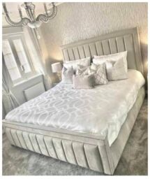 HOB Furniture Royal Charleston Bed, Faux Leather - Hb 137 Cm, Cream - Size: Super King - thumbnail 3