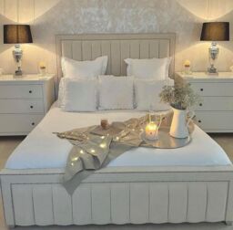 HOB Furniture Royal Charleston Bed, Faux Leather - Hb 137 Cm, Cream - Size: Super King