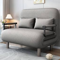 Ventryn Convertible Double Fabric Sofa Bed Sleeper Couch Reclining Settee in Grey - thumbnail 1