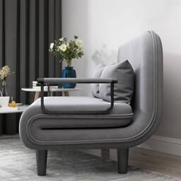 Ventryn Convertible Double Fabric Sofa Bed Sleeper Couch Reclining Settee in Grey - thumbnail 3