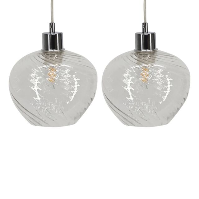 First Choice Lighting Set of 2 Bradson - Clear Swirl Glass Easy Fit Pendant Shades - image 1