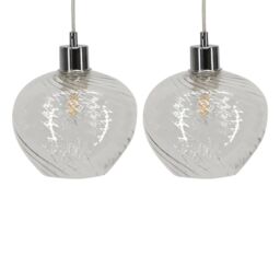 First Choice Lighting Set of 2 Bradson - Clear Swirl Glass Easy Fit Pendant Shades - thumbnail 1