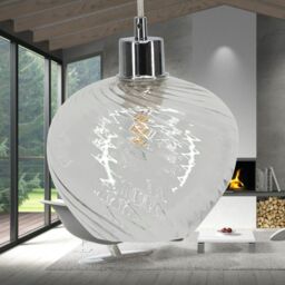 First Choice Lighting Set of 2 Bradson - Clear Swirl Glass Easy Fit Pendant Shades - thumbnail 5