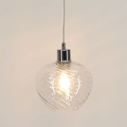First Choice Lighting Set of 2 Bradson - Clear Swirl Glass Easy Fit Pendant Shades - thumbnail 3