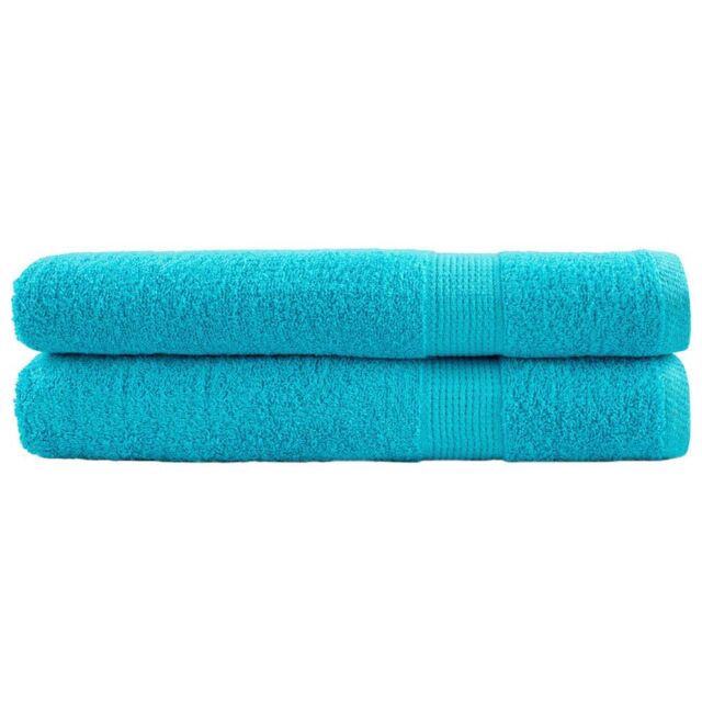 Berkfield Home Premium Towels SOLUND 2 pcs Turquoise 100x200 cm 600 gsm in Blue - image 1