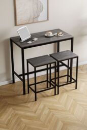 Home Discount Vida Designs Roslyn 2 Seater Bar Table Stools Kitchen Dining Furniture in Dark Grey - thumbnail 7