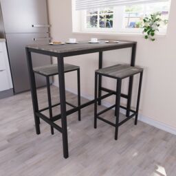Home Discount Vida Designs Roslyn 2 Seater Bar Table Stools Kitchen Dining Furniture in Dark Grey