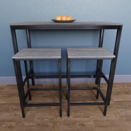 Home Discount Vida Designs Roslyn 2 Seater Bar Table Stools Kitchen Dining Furniture in Dark Grey - thumbnail 4