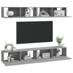 Berkfield Home Wall TV Cabinets 4 pcs Grey Sonoma 100x30x30 cm - Size: 100 x 30 x 30 cm - thumbnail 3