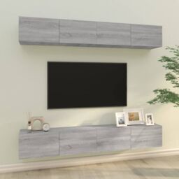 Berkfield Home Wall TV Cabinets 4 pcs Grey Sonoma 100x30x30 cm - Size: 100 x 30 x 30 cm - thumbnail 1