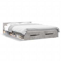 Berkfield Home Bed Frame with Drawers without Mattress Concrete Grey 150x200 cm King Size - thumbnail 2