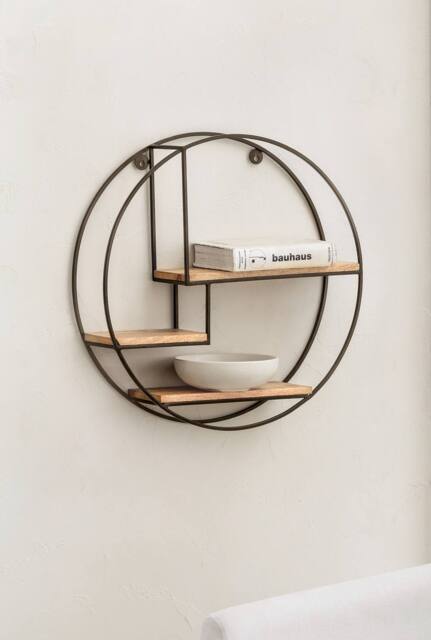 MH London Round Solid Wood Floating Shelf for Living Room or Study - Marly in Bronze - image 1