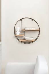 MH London Round Solid Wood Floating Shelf for Living Room or Study - Marly in Bronze - thumbnail 3