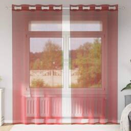 Berkfield Home Voile Curtains with Grommets 2 pcs Wine Red - thumbnail 2
