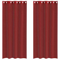 Berkfield Home Voile Curtains with Grommets 2 pcs Wine Red - thumbnail 3