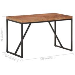 Berkfield Home Dining Table 120x60x76 cm Solid Acacia & Mango Wood in Brown - Size: 120 x 60 x 76 cm - thumbnail 7