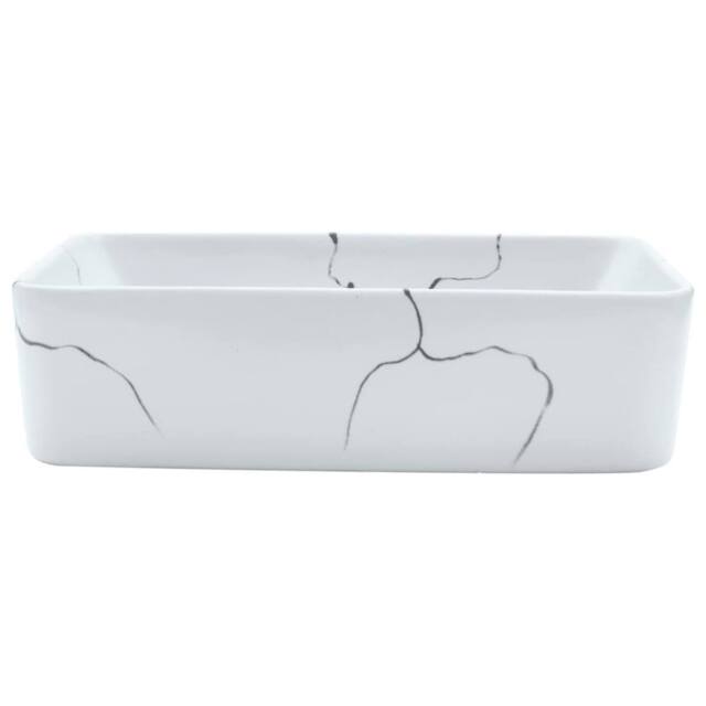 Berkfield Home Durable Countertop Basin White Rectangular 46x35.5x13 cm Ceramic - image 1