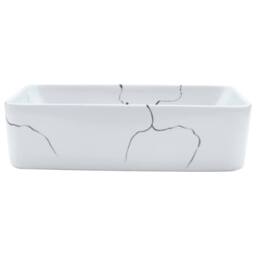 Berkfield Home Durable Countertop Basin White Rectangular 46x35.5x13 cm Ceramic - thumbnail 1