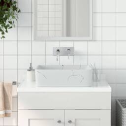 Berkfield Home Durable Countertop Basin White Rectangular 46x35.5x13 cm Ceramic - thumbnail 2