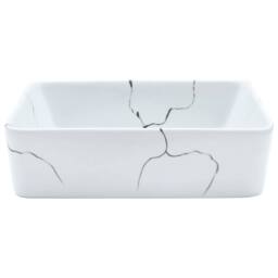 Berkfield Home Durable Countertop Basin White Rectangular 46x35.5x13 cm Ceramic - thumbnail 4