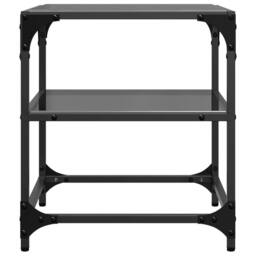 Berkfield Home Coffee Tables with Black Glass Top 2 pcs 40x40x45 cm Steel - Size: 40 x 40 x 45 cm - thumbnail 5