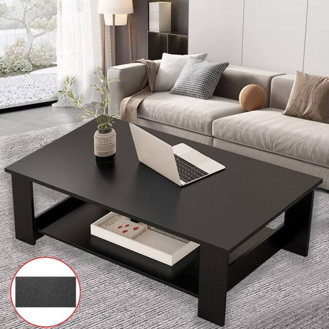 Hinsinc Modern Coffee Table Living Room Tea Side End Desk in Black - image 1