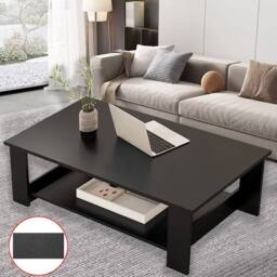 Hinsinc Modern Coffee Table Living Room Tea Side End Desk in Black - thumbnail 1