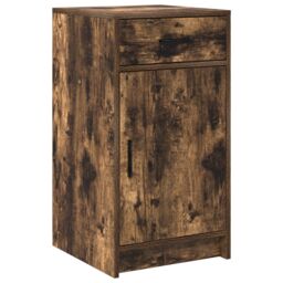 Berkfield Home 2 Piece Dressing Table Set with LED Smoked Oak Engineered Wood in Brown - thumbnail 6