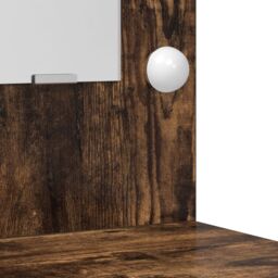 Berkfield Home 2 Piece Dressing Table Set with LED Smoked Oak Engineered Wood in Brown - thumbnail 8